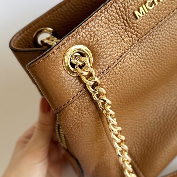 Michael Kors Jet Set Medium Pebbled Leather Chain Shoulder Bag - Picture 7 of 11